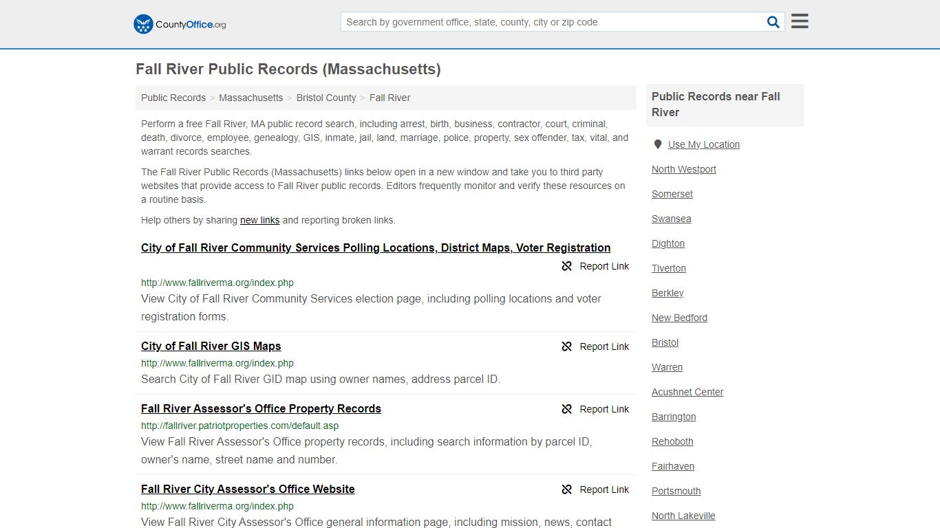 Public Records - Fall River, MA (Business, Criminal, GIS, Property ...
