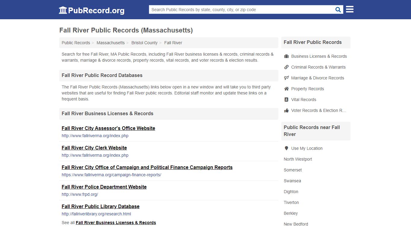 Free Fall River Public Records (Massachusetts Public Records)
