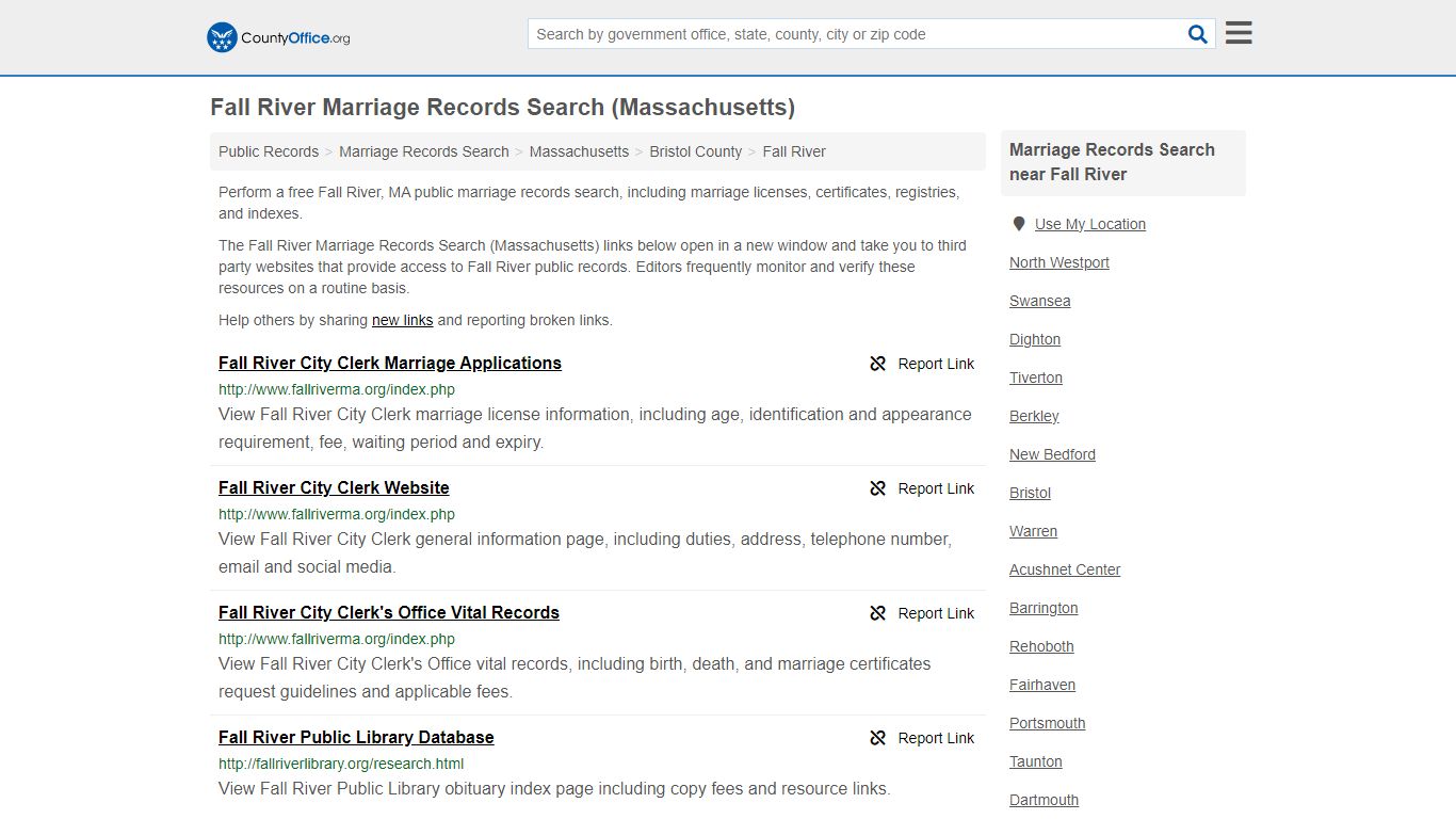 Fall River Marriage Records Search (Massachusetts)